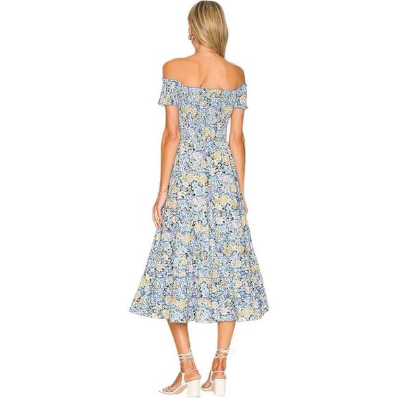 Heartloom Revolve Mina Dress Indigo Size XS Blue Off Shoulder Smocked Tiered - Picture 3 of 13